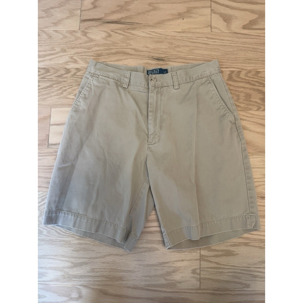 Polo Ralph Lauren Shorts Mens 32 Khaki Chino 100% Cotton Classic Preppy READ